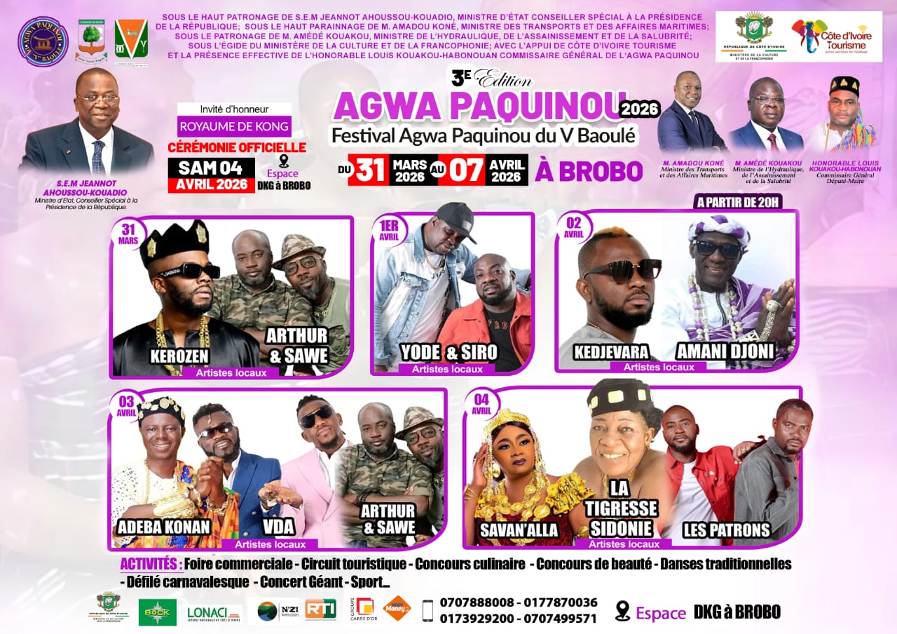 [Agwa Paquinou 2026] Têtes d’affiche et talents locaux : une programmation de haut niveau à Brobo