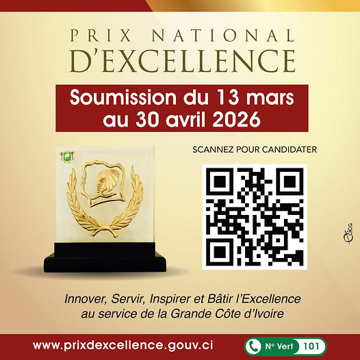 [Côte d’Ivoire] Ouverture des candidatures au Prix National d’Excellence 2026