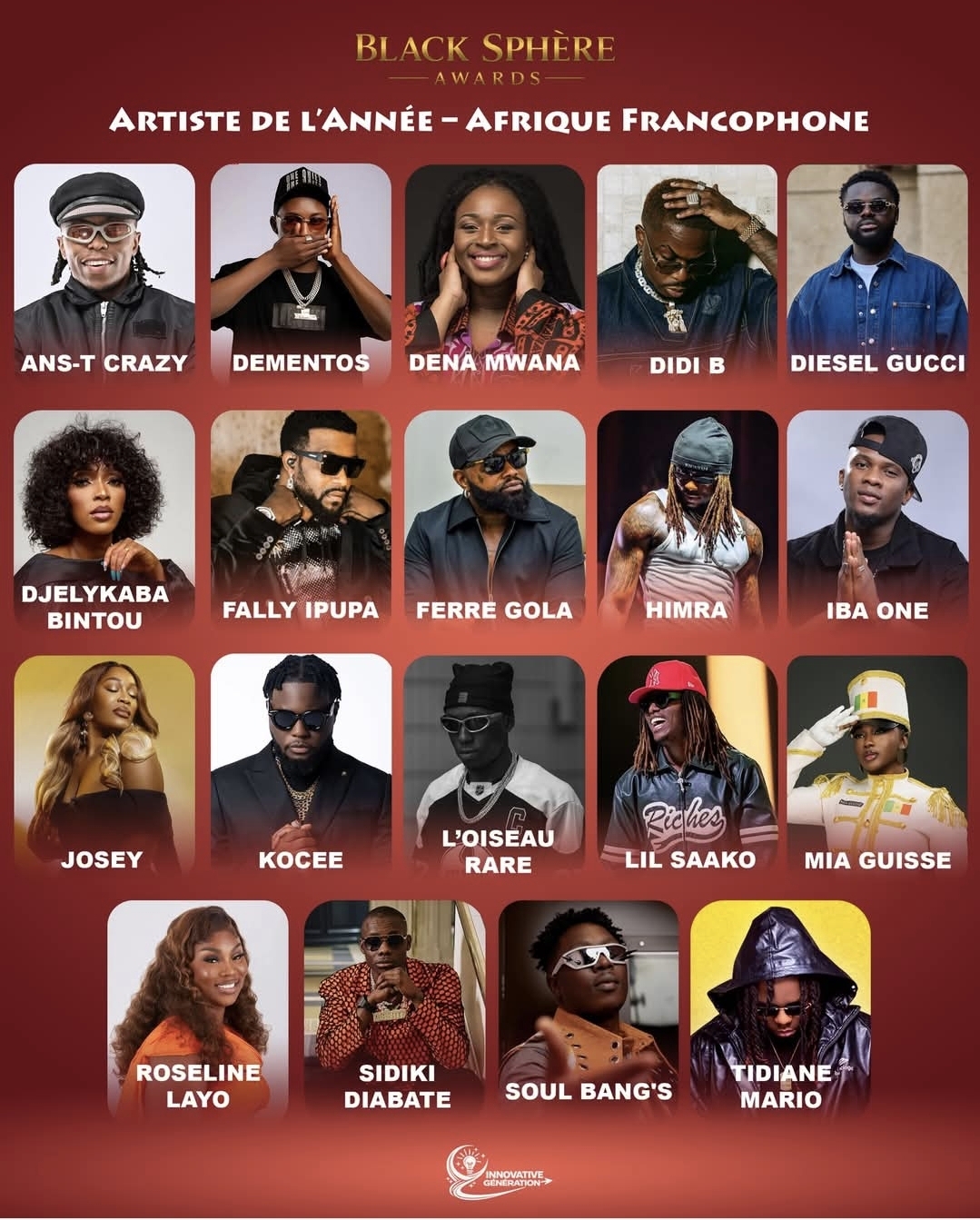 [Musique africaine] Le public appelé à voter pour l’Artiste de l’Année aux Black Sphère Awards