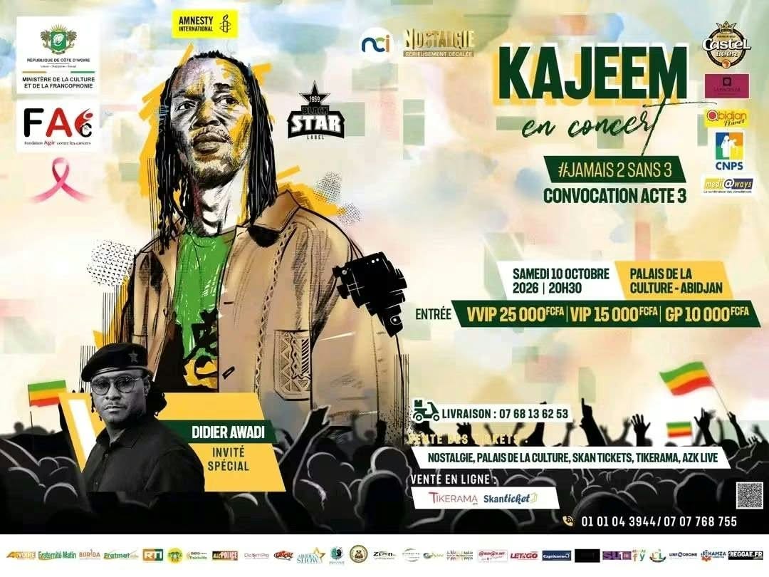 [Côte d’Ivoire] « Convocation » : Kajeem présente l’Acte 3 le 10 octobre 2026 au Palais de la Culture d’Abidjan