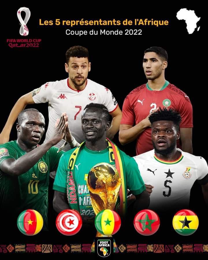 Les 5 representants de lAfrique au mondial du Qatar 2022