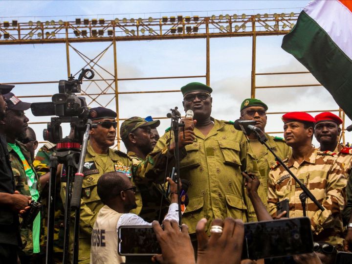 Général Abdourahamane Tiani lors de l'allocution télévisée