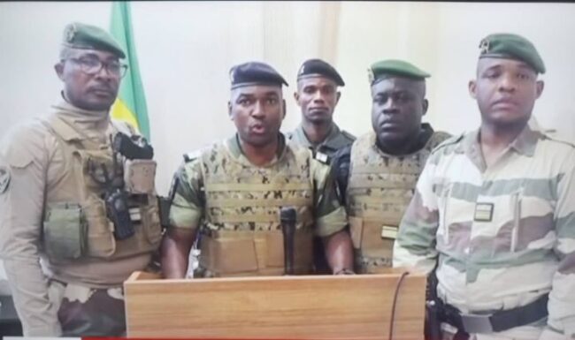 Soldats gabonais lors d'un coup d'État